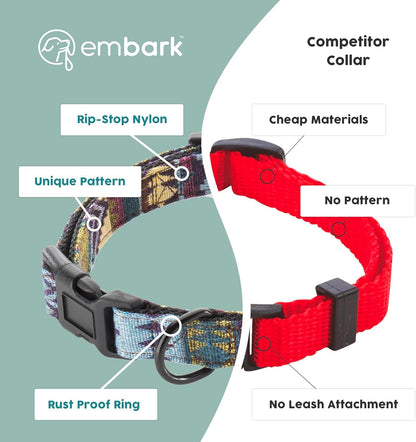 Embark Adventure Large Dog Collar – Stylish, Durable Nylon, Adjustable & Comfortable, Strong Buckle, Suitable for Large Breeds