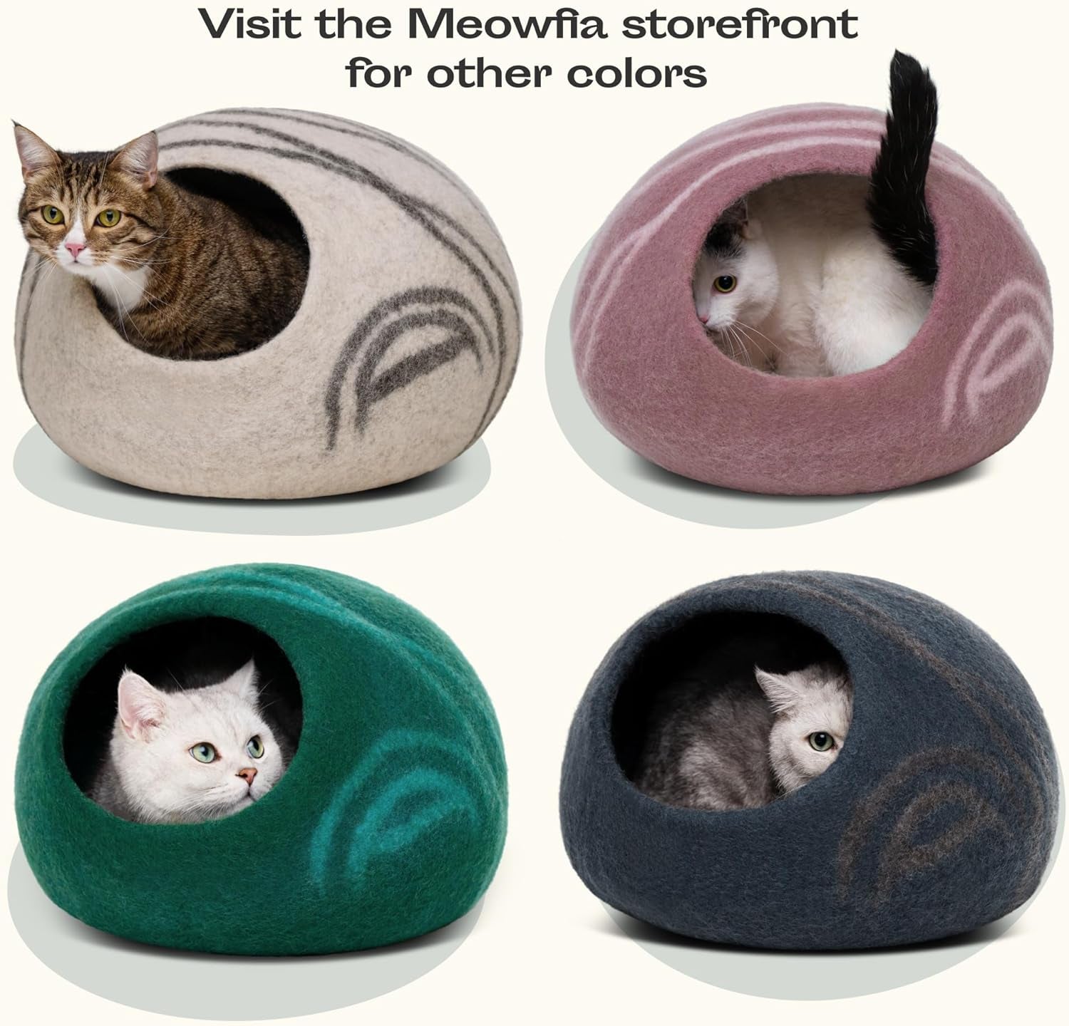 Cat Cave – Premium Felt Cat Bed Enclosure for Indoor Cats, Handmade Merino Wool (Aquamarine, Medium)